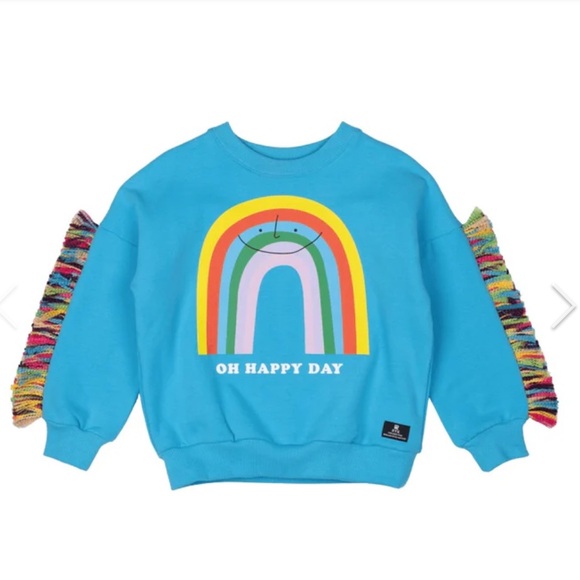 Oh Happy Day Kids Rainbow Sweatshirt - Blue sz4 - Picture 1 of 7